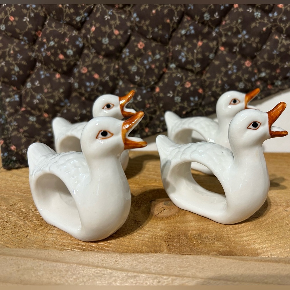 Vintage Lego Porcelain geese napkin rings